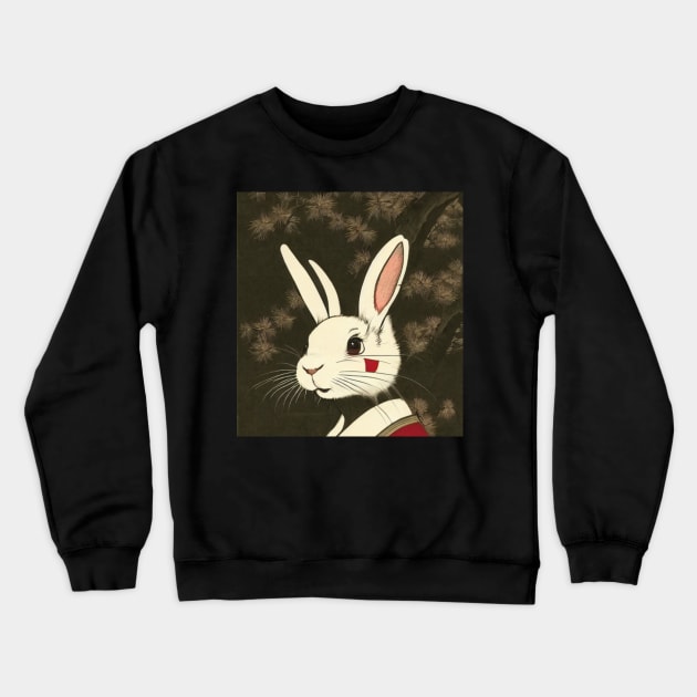 Japanese Samurai Warrior of the Mini Rex Rabbit Crewneck Sweatshirt by wigobun
